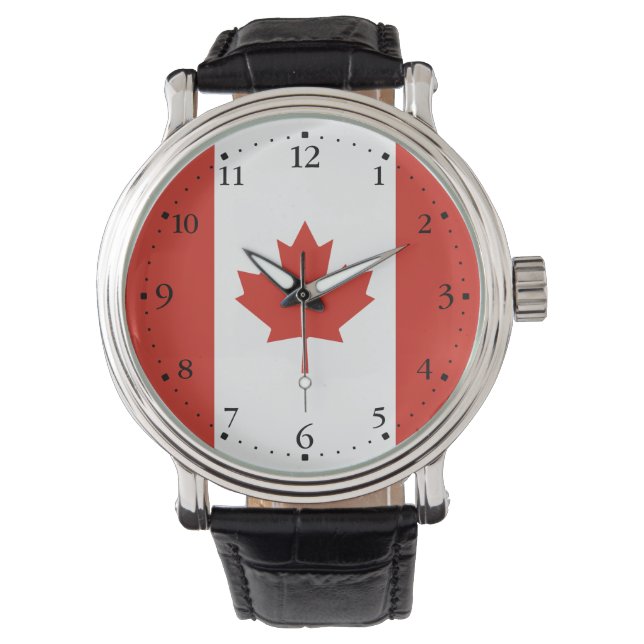 Patriottische Canadese vlag Horloge (Voorkant)