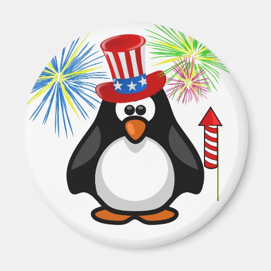 Patriottische Cartoon Paddy 4 juli Pet Vuurwerk Magneet (Voorkant)