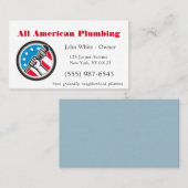 Patriottische Cartoon Plumber Man Plumbing Service Visitekaartje (Voorkant / Achterkant)