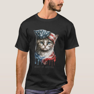 Patriottische Cat Lover Hart van Amerika Vlag van T-shirt