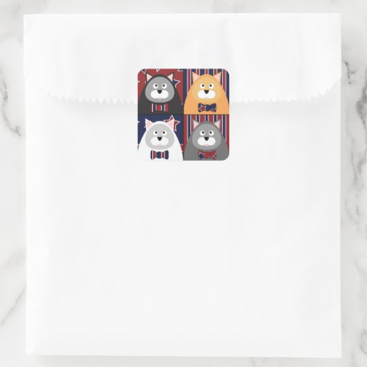 Patriottische Cat Square Stickers (Tas)