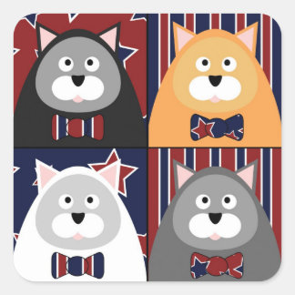 Patriottische Cat Square Stickers