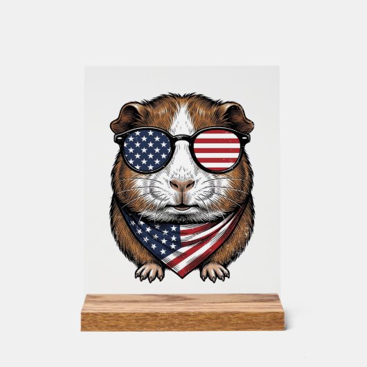 Patriottische Cavia Vintage Gravure Acryl Bord (Voorkant)