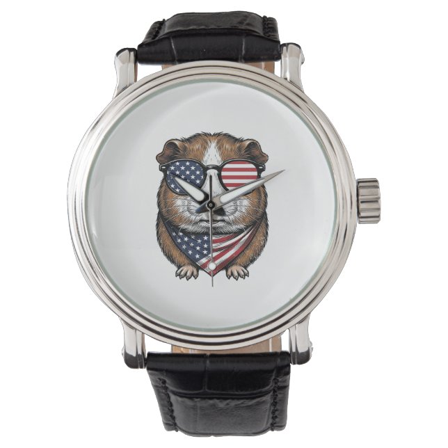 Patriottische Cavia Vintage Gravure Horloge (Voorkant)