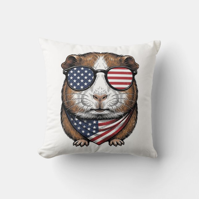Patriottische Cavia Vintage Gravure Kussen (Voorkant)