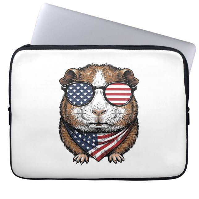 Patriottische cavia vintage gravure laptop sleeve (Voorkant)