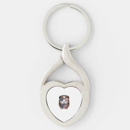 Patriottische Cavia Vintage Gravure Sleutelhanger (Voorkant)