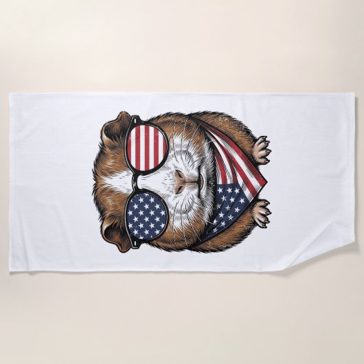 Patriottische Cavia Vintage Gravure Strandlaken (Voorkant)
