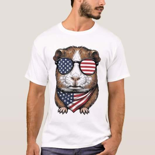 Patriottische cavia vintage gravure t-shirt (Voorkant)