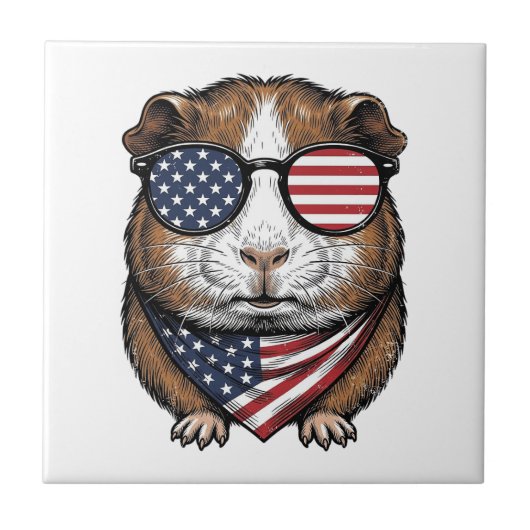 Patriottische Cavia Vintage Gravure Tegeltje (Voorkant)