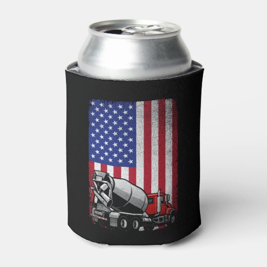 Patriottische cement Truck Driver Concrete Mixer A Blikjeskoeler (Blikje Voorkant)