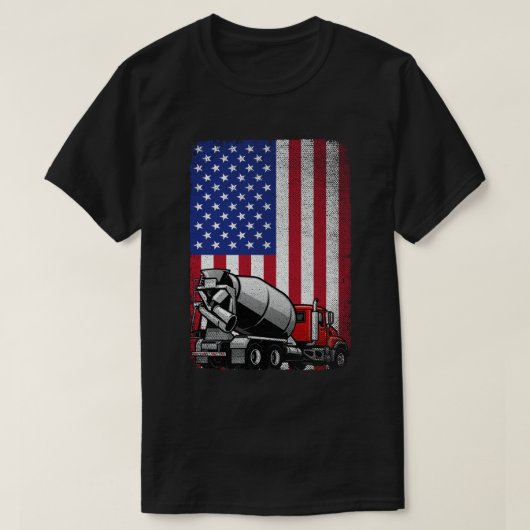 Patriottische cement Truck Driver Concrete Mixer A T-shirt (Design voorkant)