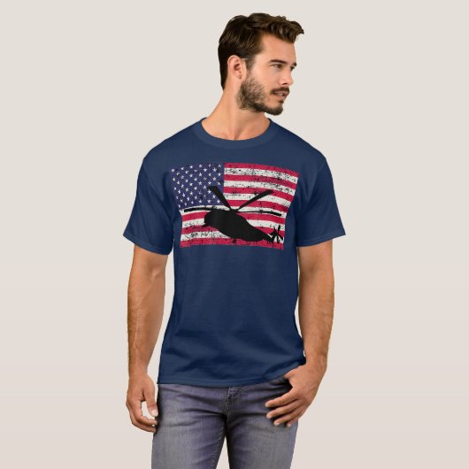 Patriottische CH53- en MH53-helikopter Amerikaanse T-shirt (Voorkant volledig)