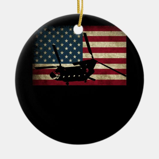 Patriottische CH-47 Chinook Helicopter American Fl Keramisch Ornament (Voorkant)