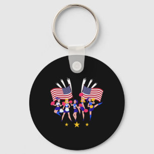Patriottische Cheer Squad Cheerleader Usa Vlag Che Sleutelhanger