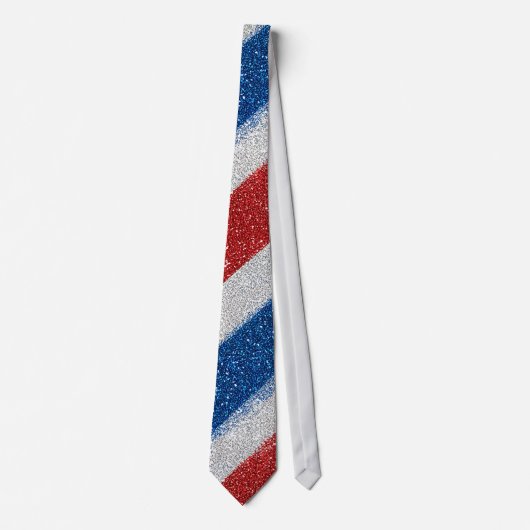 Patriottische Chevron Rode Witte Blauwe Glitter St Stropdas (Voorkant)