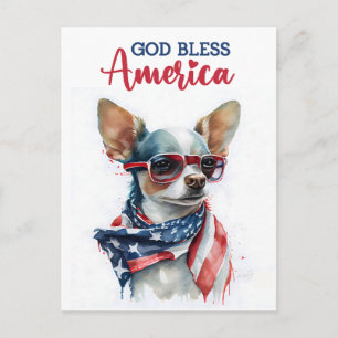 Patriottische Chihuahua, God Bless America briefka Briefkaart