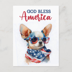 Patriottische Chihuahua, God Zegen Amerika Prentbr Briefkaart