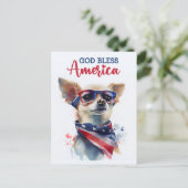 Patriottische Chihuahua, God zegene Amerika Briefk Briefkaart (Staand voorkant)