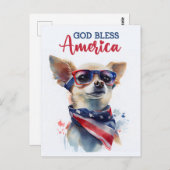 Patriottische Chihuahua, God zegene Amerika Briefk Briefkaart (Voorkant / Achterkant)