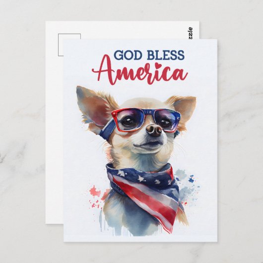 Patriottische Chihuahua, God zegene Amerika Briefk Briefkaart (Voorkant / Achterkant)