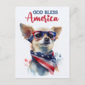 Patriottische Chihuahua, God zegene Amerika Briefk Briefkaart (Voorkant)