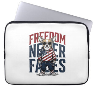 Patriottische Chihuahua Vrijheid Vintage Hond Shir Laptop Sleeve