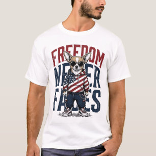Patriottische Chihuahua Vrijheid Vintage Hond Shir T-shirt