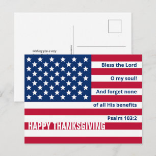Patriottische christelijke vlag van de VS HAPPY TH Briefkaart