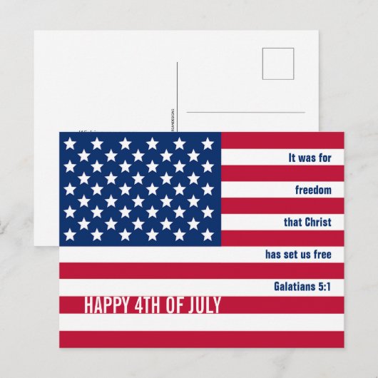 Patriottische Christelijke VS 4 juli Feestdagenkaart (Voorkant / Achterkant)
