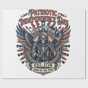 Patriottische Chrome Reaper Donkere Patriot Skelet Cadeaupapier