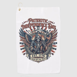 Patriottische Chrome Reaper Donkere Patriot Skelet Golfhanddoek