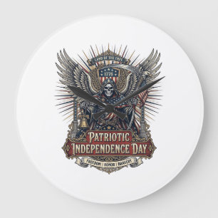 Patriottische Chrome Reaper Donkere Patriot Skelet Grote Klok