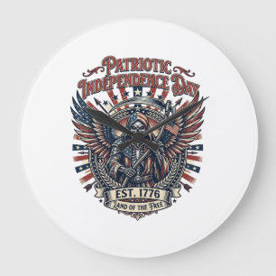Patriottische Chrome Reaper Donkere Patriot Skelet Grote Klok