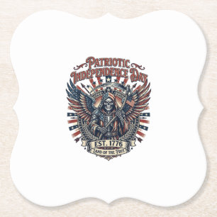 Patriottische Chrome Reaper Donkere Patriot Skelet Kartonnen Onderzetters