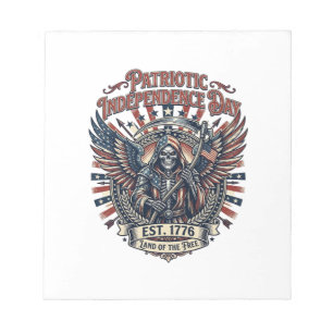 Patriottische Chrome Reaper Donkere Patriot Skelet Notitieblok