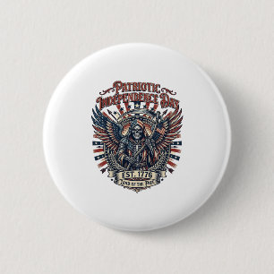 Patriottische Chrome Reaper Donkere Patriot Skelet Ronde Button 5,7 Cm