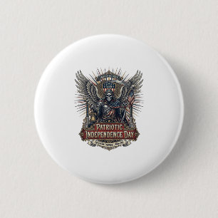 Patriottische Chrome Reaper Donkere Patriot Skelet Ronde Button 5,7 Cm