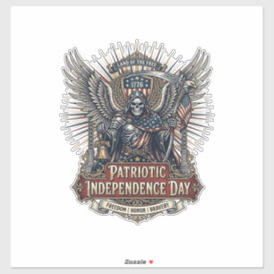Patriottische Chrome Reaper Donkere Patriot Skelet Sticker