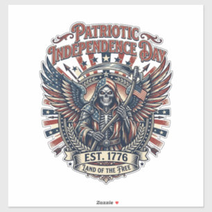 Patriottische Chrome Reaper Donkere Patriot Skelet Sticker