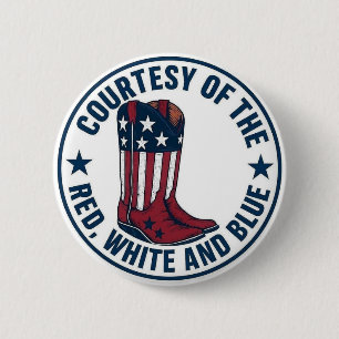 Patriottische Cirkel – Met Dank aan het Rood, Wit Ronde Button 5,7 Cm