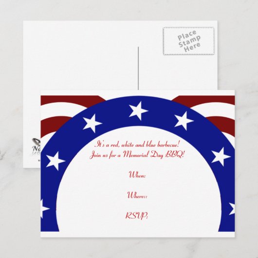Patriottische Cirkel van Sterren Memorial Day Briefkaart (Voorkant / Achterkant)