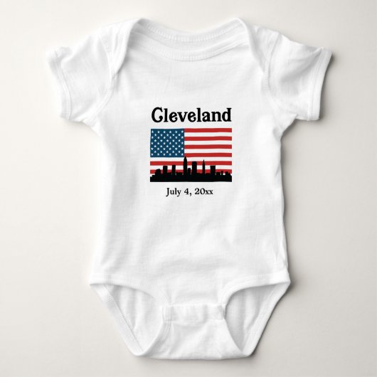 Patriottische Cleveland Ohio Amerikaanse vlag Skyl Romper (Voorkant)