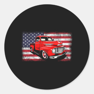 Patriottische Clic Oude pick-up truck Amerikaanse Ronde Sticker