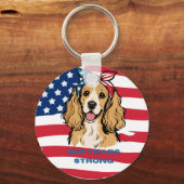 Patriottische Cocker Spaniel Sleutelhanger (Voorkant)