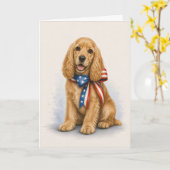 Patriottische Cocker Spaniel Wenskaart Kaart (Gele Bloem)