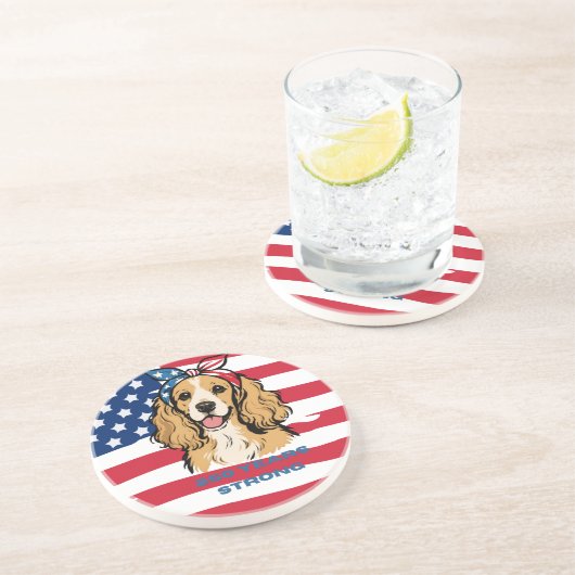 Patriottische Cocker Spaniel Zandsteen Onderzetter (Zijkant)