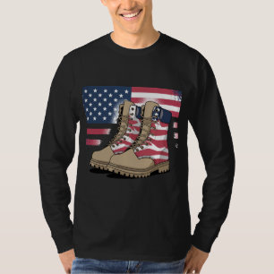 Patriottische Combat Boots Amerikaanse vlag T-shir T-shirt