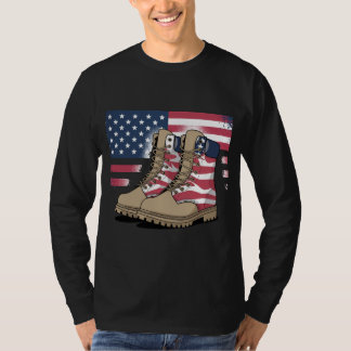Patriottische Combat Boots Amerikaanse vlag T-shir T-shirt
