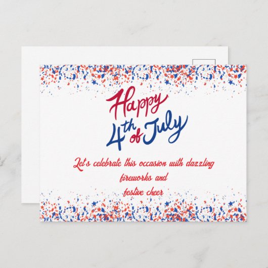 Patriottische Confetti op 4 juli Feestdagenkaart (Voorkant / Achterkant)